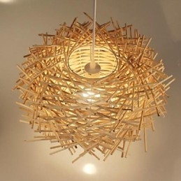 Lampada a sospensione moderna con testa singola in rattan intrecciato, stile rurale Cany