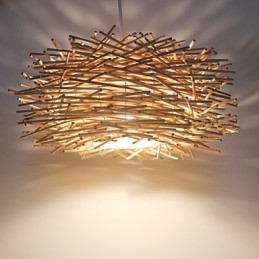 Lampada a sospensione moderna con testa singola in rattan intrecciato, stile rurale Cany