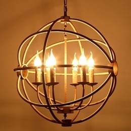 Lampadario a candela retrò americano in ferro battuto nordico country con luci da seduta Il lampadario nero