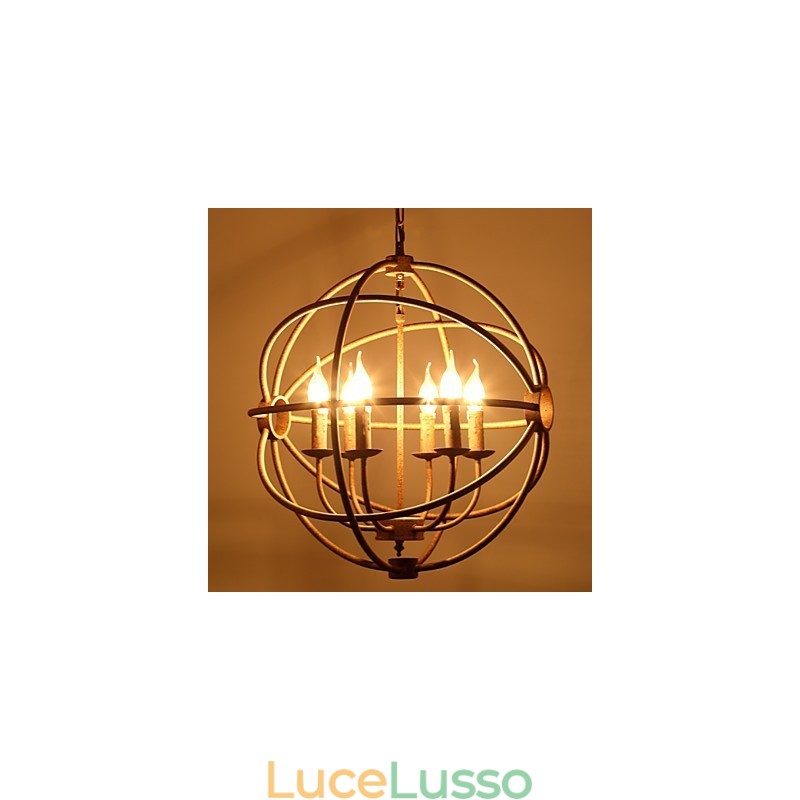 Lampadario a candela retrò americano in ferro battuto nordico country con luci da seduta Il lampadario nero