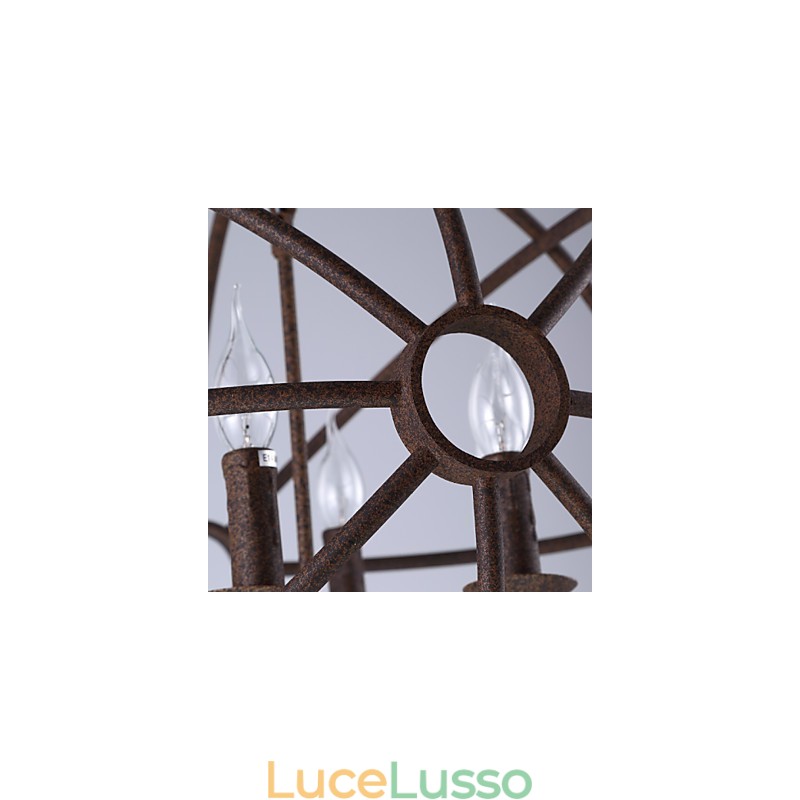 Lampadario a candela retrò americano in ferro battuto nordico country con luci da seduta Il lampadario nero
