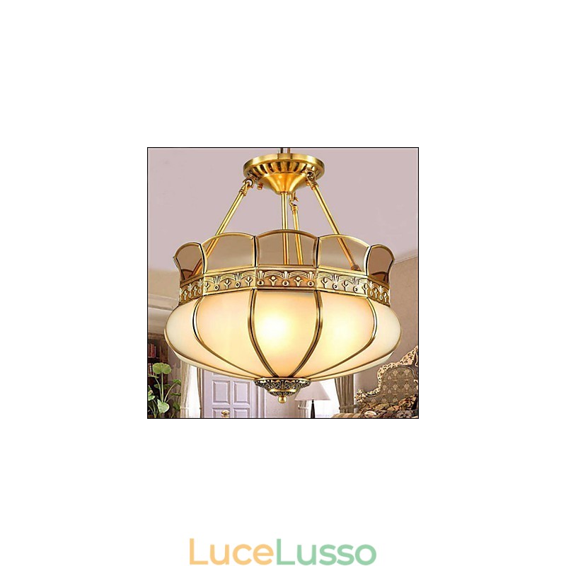 La classica lampada da soffitto in rame semi-incassata in rame Porch
