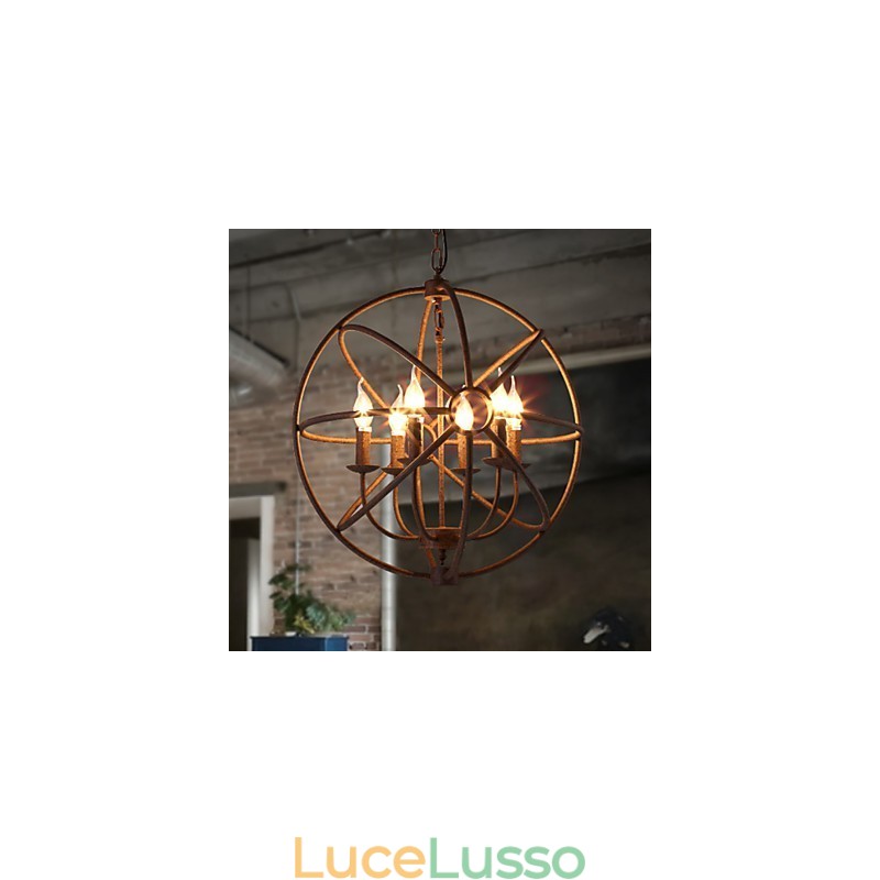 Lampadario a candela retrò americano in ferro battuto nordico country con luci da seduta Il lampadario nero