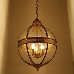 Lampadario in ferro e bronzo Lampada in vetro