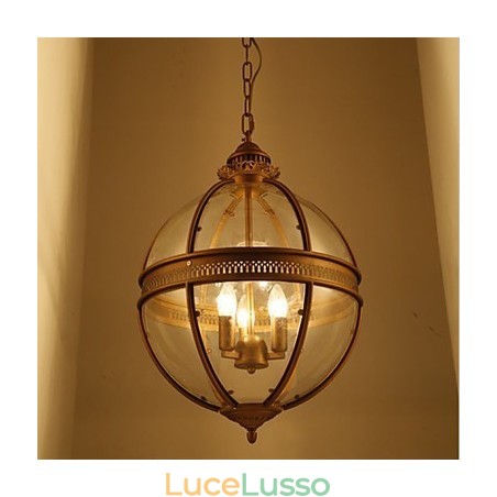 Lampadario in ferro e bronzo Lampada in vetro Lampadario in ferro e bronzo Lampada in vetro