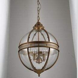 Lampadario in ferro e bronzo Lampada in vetro