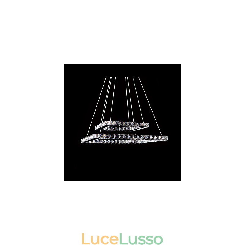 Lampada a sospensione moderna in metallo e cristallo contemporaneo