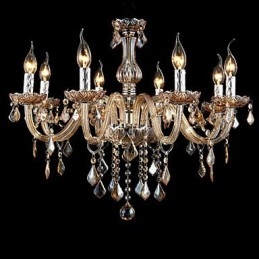 Lampadario di cristallo di lusso con candela in cristallo ambra