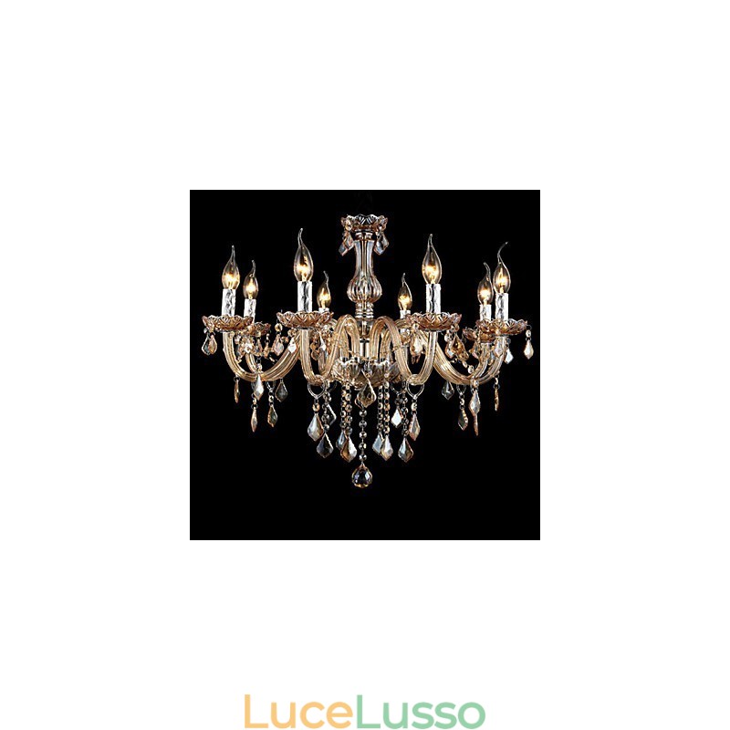 Lampadario di cristallo di lusso con candela in cristallo ambra