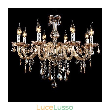 Lampadario di cristallo di lusso con candela in cristallo ambra Lampadario di cristallo di lusso con candela in cristallo ambra