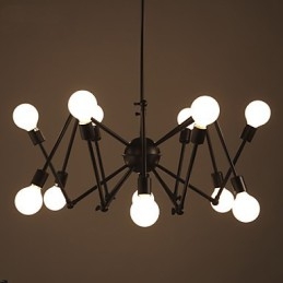 Lampadario ragno in ferro nero stile loft americano con 12 teste