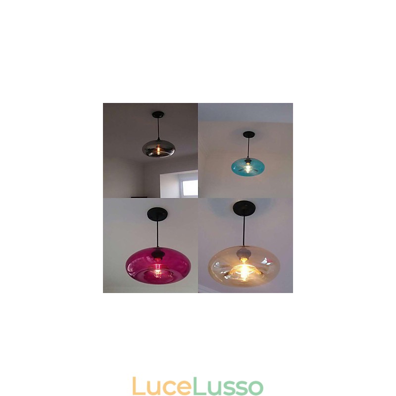 Lampada a sospensione moderna caratteristica 1 luce con paralume trasparente