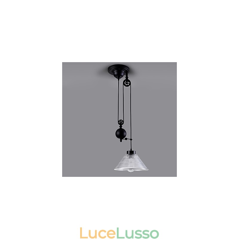 Lampada a sospensione vintage 1 luce Lampada a isola Foyer pendenti in metallo + vetro