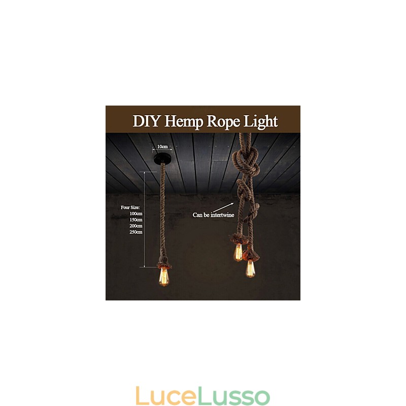 1 luce fai da te arte corda di canapa luce creativa corda di canapa goccia luce