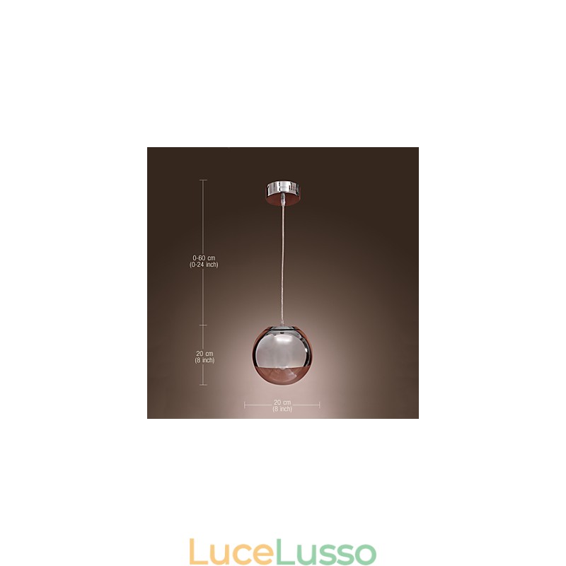 Lampada a sospensione moderna contemporanea in metallo cromato stile Globe Mini