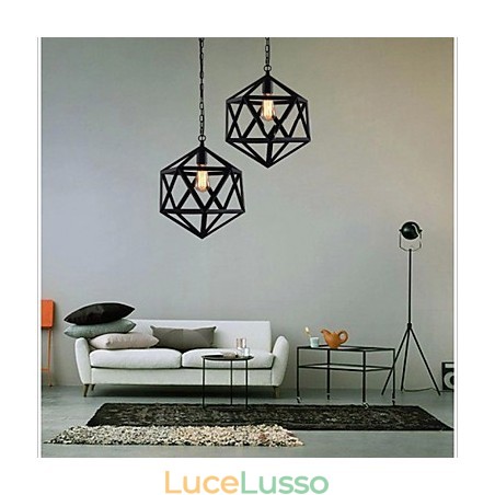 Lampada industriale retrò droplight esaedro originale artistico ferro battuto lampada a sospensione Lampada industriale retrò droplight esaedro originale artistico ferro battuto lampada a sospensione