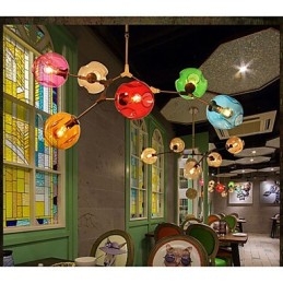 Lampadario a sospensione con lampadina in vetro colorato Art 6 luci