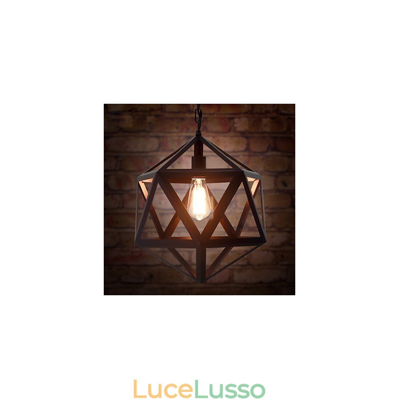Lampada industriale retrò droplight esaedro originale artistico ferro battuto lampada a sospensione