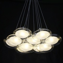 Lampada a sospensione moderna in metallo cromato contemporaneo