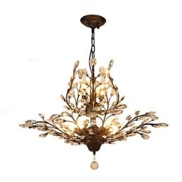 Lampadario vintage in cristallo a 7 luci in metallo verniciato nero o oro