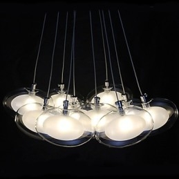 Lampada a sospensione moderna in metallo cromato contemporaneo