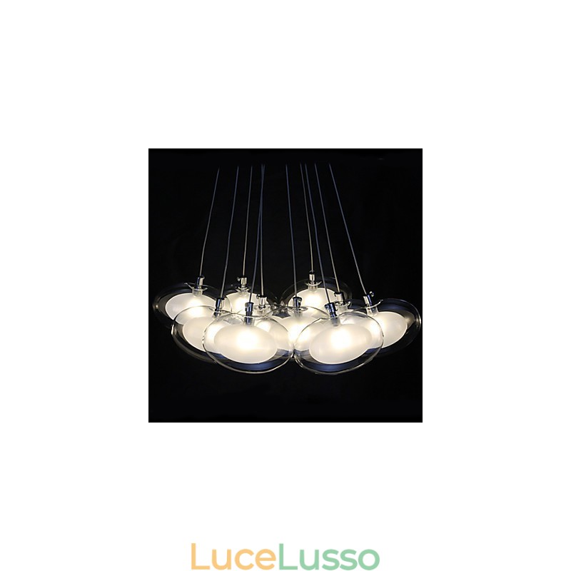 Lampada a sospensione moderna in metallo cromato contemporaneo