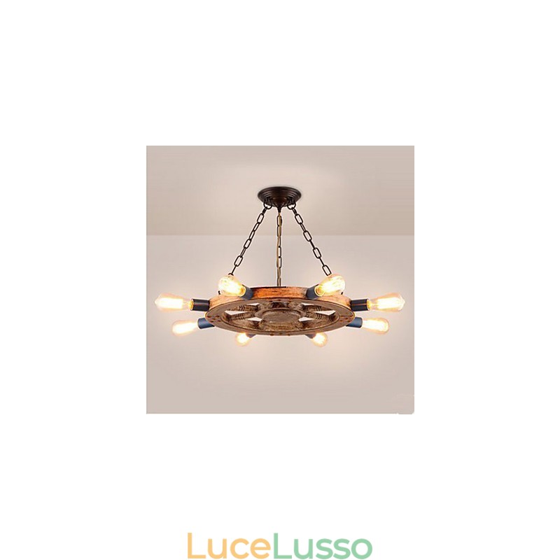 Lampadario nostalgico in ferro e resina