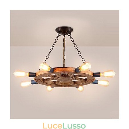 Lampadario nostalgico in ferro e resina Lampadario nostalgico in ferro e resina