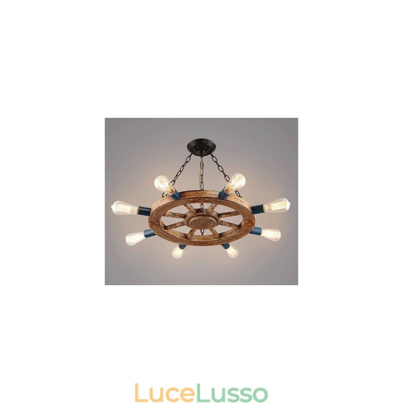 Lampadario nostalgico in ferro e resina