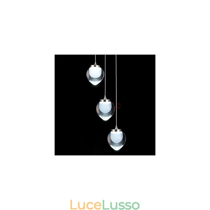 Lampada a sospensione moderna in metallo cromato contemporaneo