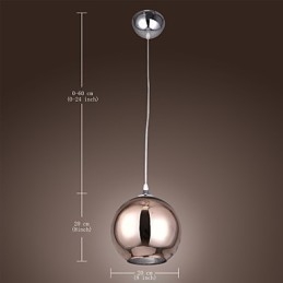 60 Lampada a sospensione moderna e contemporanea in metallo elettroplaccato a forma di globo