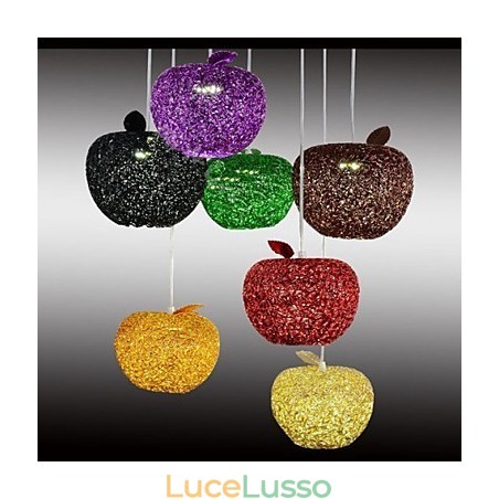 Lampadario in alluminio intrecciato con sette teste di mela Lampadario in alluminio intrecciato con sette teste di mela