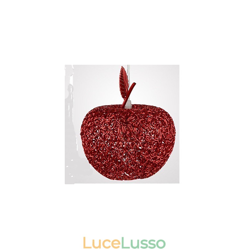 Lampadario in alluminio intrecciato con sette teste di mela