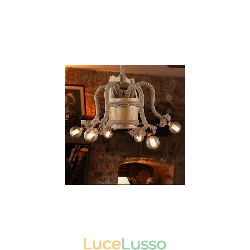 Lampadario a botte in legno Lampada creativa