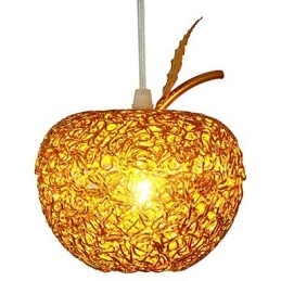 Lampadario in alluminio intrecciato con sette teste di mela