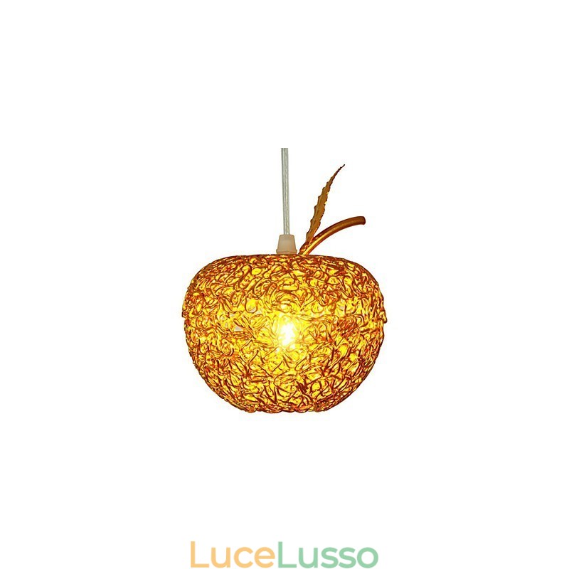 Lampadario in alluminio intrecciato con sette teste di mela