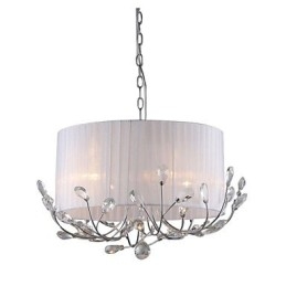 Lampadario moderno in cristallo con paralume in tessuto