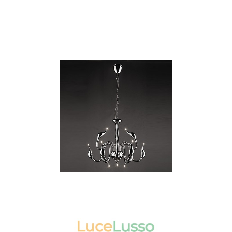 Lampadario in metallo elettroplaccato in stile candela moderno e contemporaneo