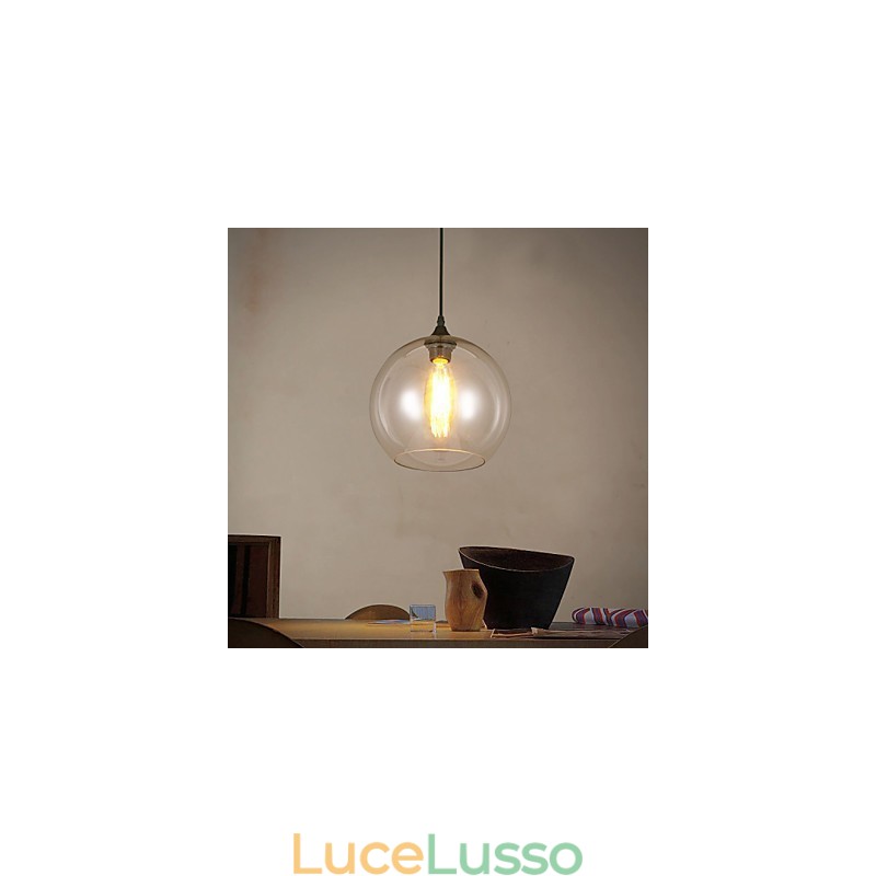 Lampada a sospensione a testa singola con sfera in vetro rurale con contratto nordico creativo