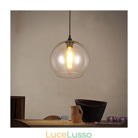 Lampada a sospensione a testa singola con sfera in vetro rurale con contratto nordico creativo