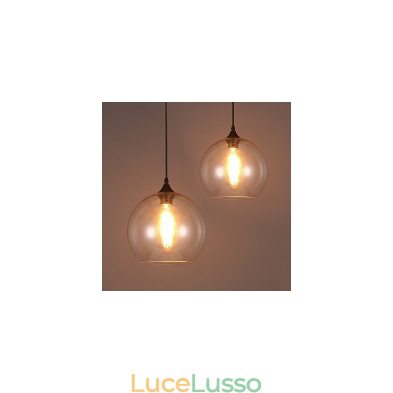 Lampada a sospensione a testa singola con sfera in vetro rurale con contratto nordico creativo