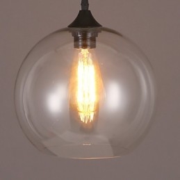 Lampada a sospensione a testa singola con sfera in vetro rurale con contratto nordico creativo