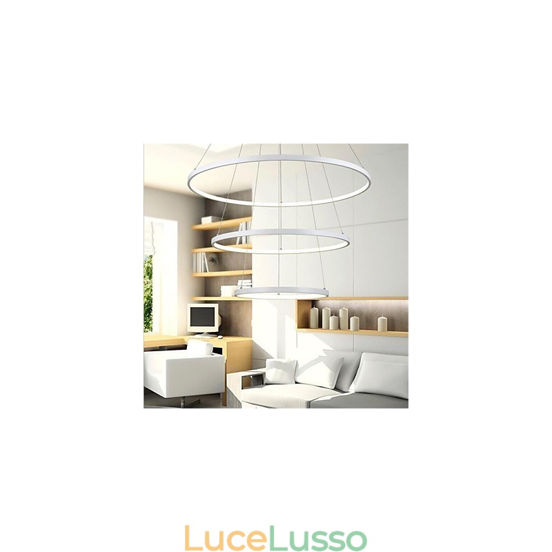 Lampada a sospensione dal design moderno a tre anelli