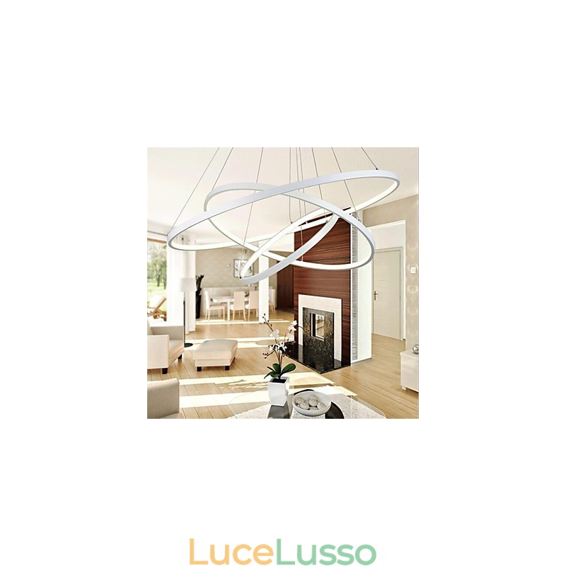 Lampada a sospensione dal design moderno a tre anelli