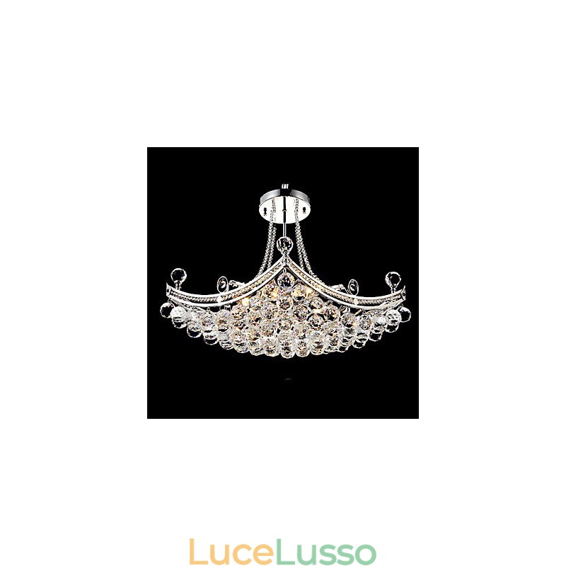 Lampada a sospensione moderna in metallo elettroplaccato in cristallo contemporaneo