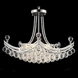 Lampada a sospensione moderna in metallo elettroplaccato in cristallo contemporaneo