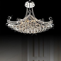 Lampada a sospensione moderna in metallo elettroplaccato in cristallo contemporaneo