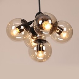 Lampadario 5 luci sfera di vetro luci retrò esterno garage metallo