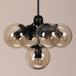 Lampadario 5 luci sfera di vetro luci retrò esterno garage metallo