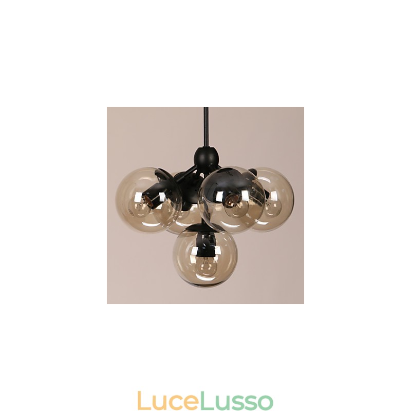 Lampadario 5 luci sfera di vetro luci retrò esterno garage metallo